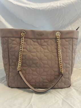 kate spade Quilted Leather Tote in Blush with Gold Chain Straps